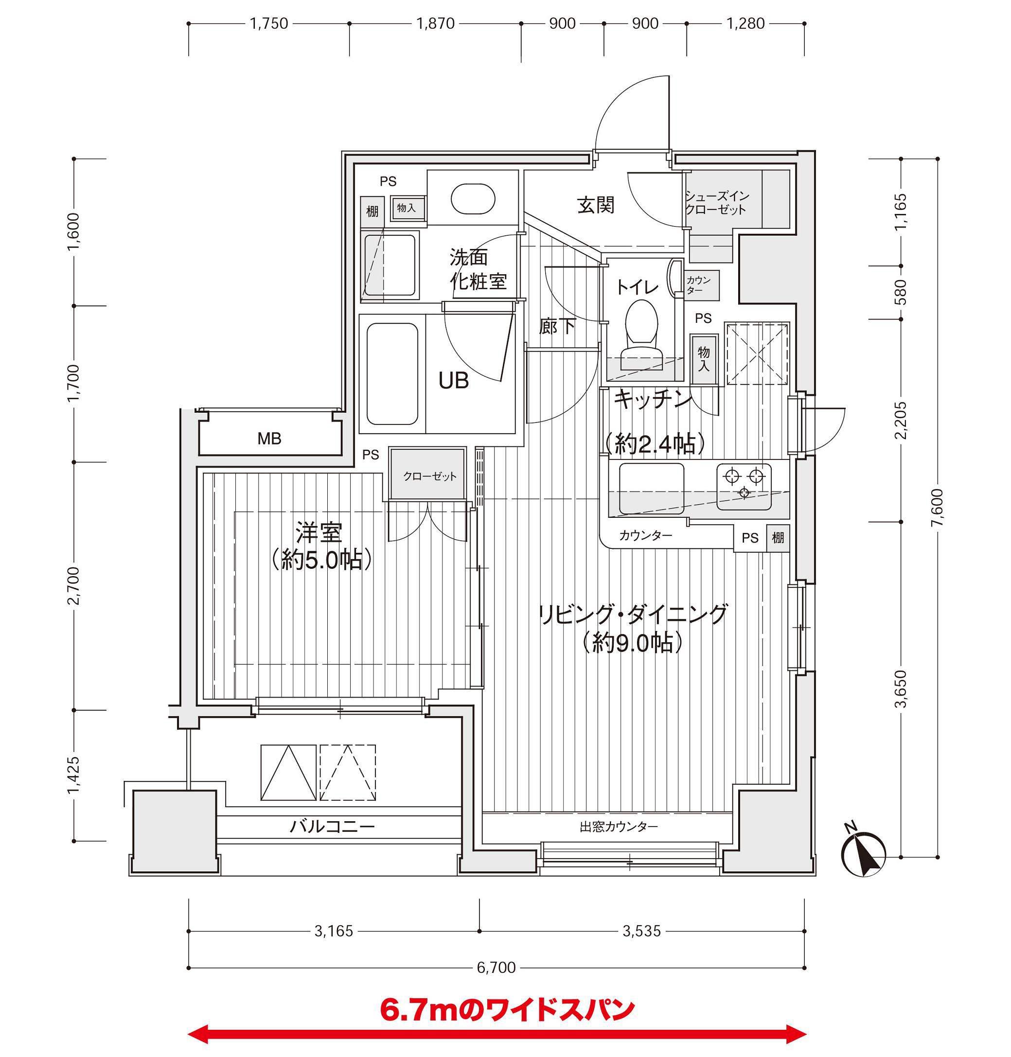 ドゥーエ銀座イーストⅠ(1LDK/9階)の間取り写真