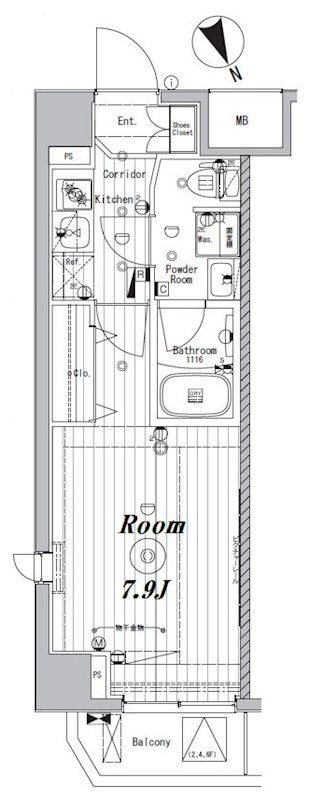 メイクスデザイン東向島(1K/7階)の間取り写真
