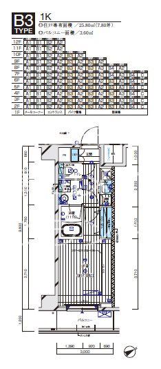 メインステージ水天宮前(1K/10階)の間取り写真