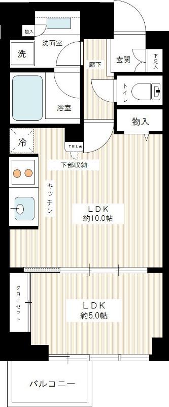 カスタリア高輪台Ⅱ(1LDK/2階)の間取り写真