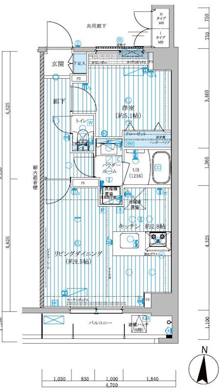メインステージ菊川(1LDK/7階)の間取り写真