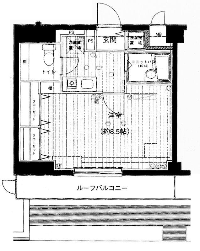 メインステージ白金高輪(1K/6階)の間取り写真