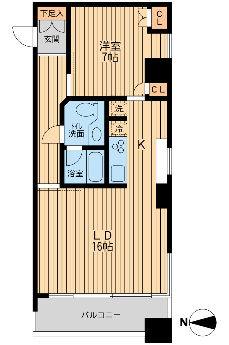 ドゥーエ清澄白河(1LDK/5階)の間取り写真