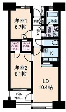 ヴェルポワール東葛西(2LDK/8階)の間取り写真