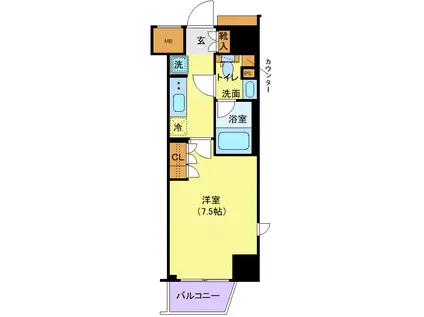 ジェノヴィア新宿早稲田グリーンヴェール(1K/10階)の間取り写真
