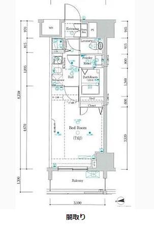 グランシアタワー亀戸(1K/12階)の間取り写真