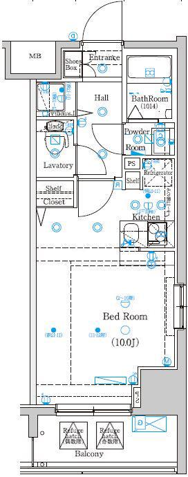 グランシアタワー亀戸(ワンルーム/3階)の間取り写真