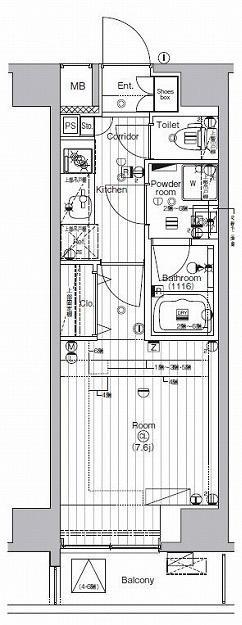 ザプレミアムキューブG潮見(1K/6階)の間取り写真