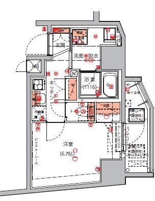 ハーモニーレジデンス東京イーストコア004(1K/11階)の間取り写真