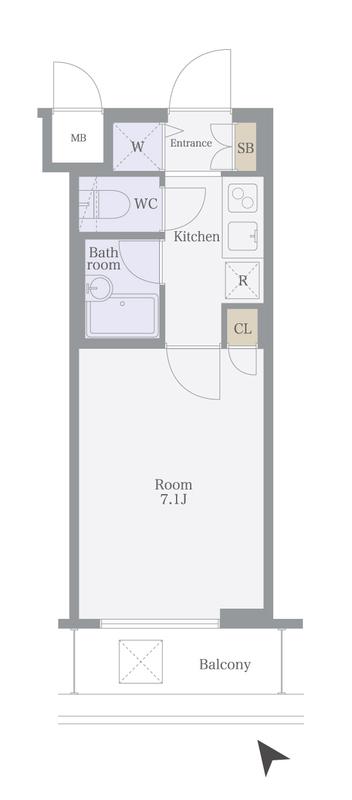 グラーサ東京イースト(1K/8階)の間取り写真