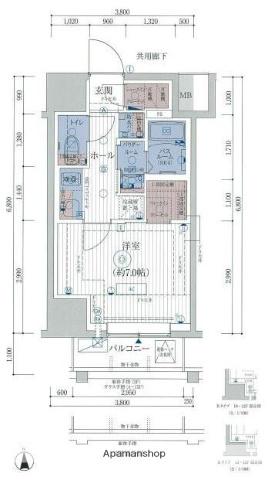 ESTEM COURT KAMEIDO TOKYO イースト(1K/6階)の間取り写真