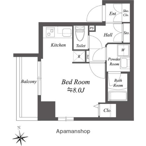 ジェノヴィア木場スカイガーデン(ワンルーム/6階)の間取り写真