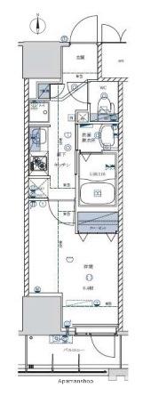 ライジングプレイス亀戸(1K/12階)の間取り写真
