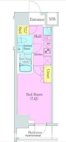 HYS 亀戸(1K/9階)の間取り写真