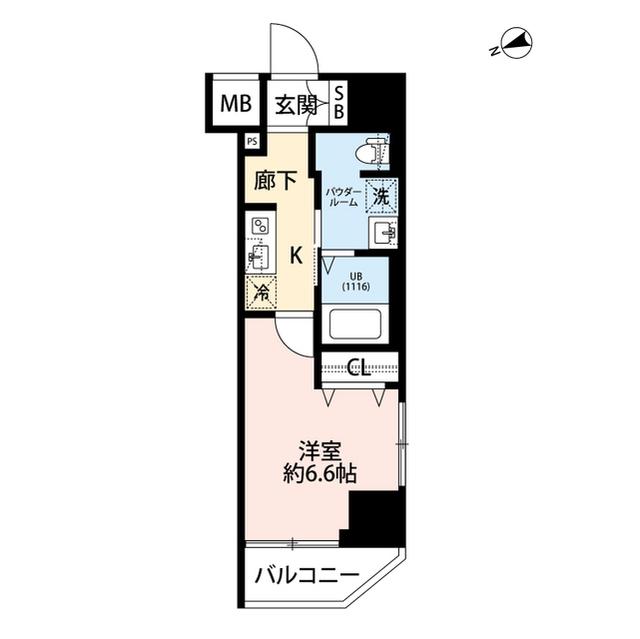 プレール・ドゥーク門前仲町Ⅲ(1K/5階)の間取り写真