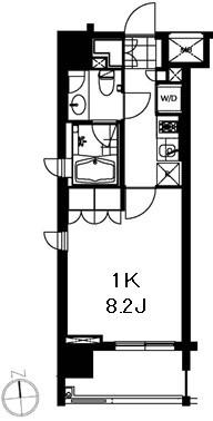 芝ウエスト(1K/5階)の間取り写真