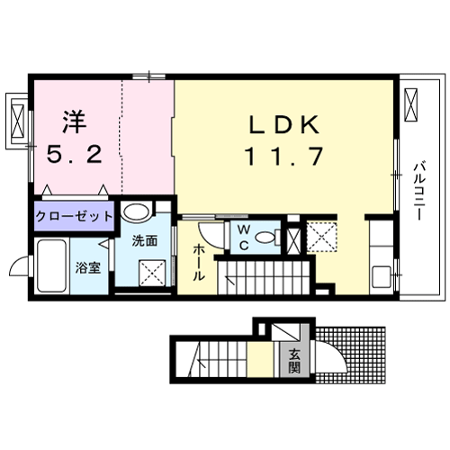 ピーチハウス(1LDK/2階)の間取り写真