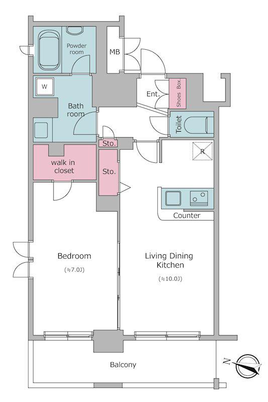 レジディア神田東(1LDK/12階)の間取り写真