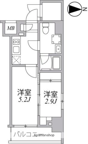 SYFORME住吉(2K/5階)の間取り写真