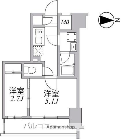 SYFORME住吉(2K/8階)の間取り写真