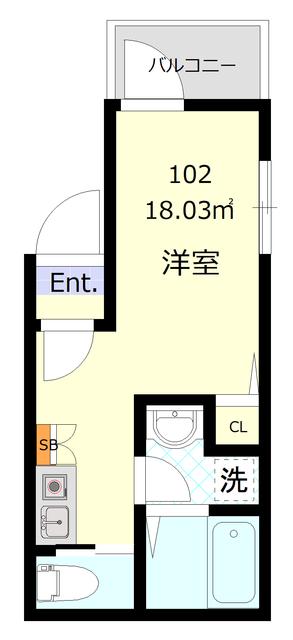 MELDIA八広III(ワンルーム/1階)の間取り写真