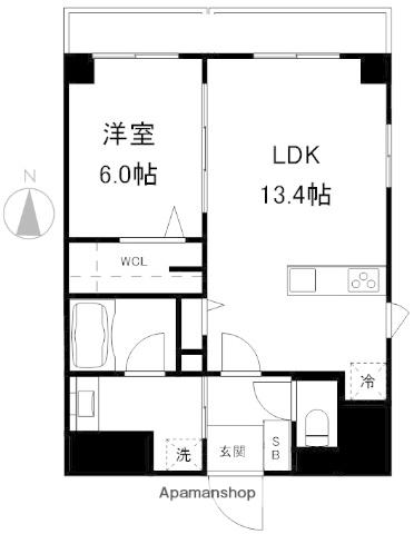 ベリエージュ門前仲町(1LDK/7階)の間取り写真