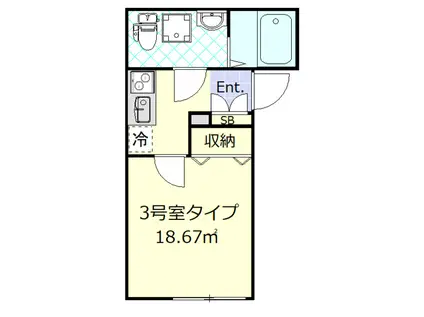 ルノン平井(1K/1階)の間取り写真