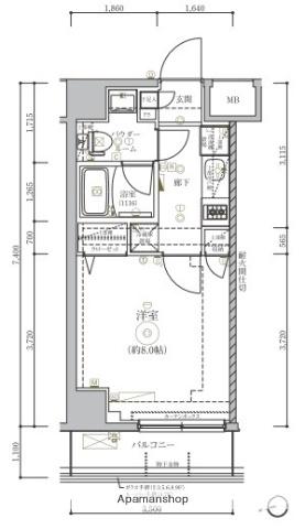 リルシアシティ東向島(1K/2階)の間取り写真
