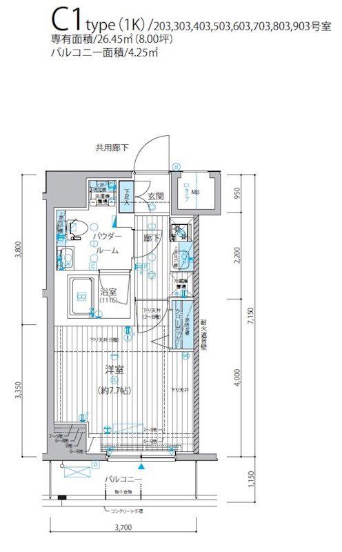 メインステージ三ノ輪Ⅲ(1K/3階)の間取り写真