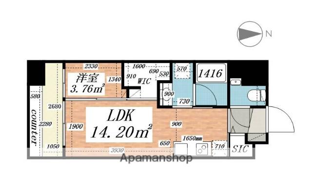 パークルール大手町(1LDK/8階)の間取り写真