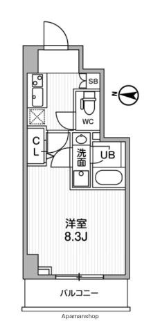 ALTERNA亀戸Ⅱ(1K/6階)の間取り写真