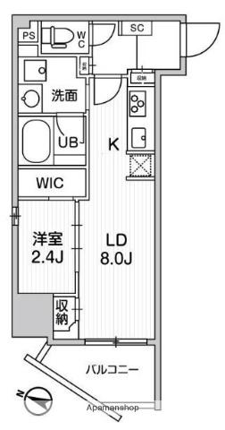 シーズンフラッツ押上(1LDK/8階)の間取り写真