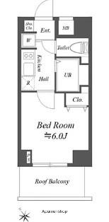 コスモリード月島(1K/4階)の間取り写真