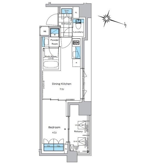 ルフォンプログレ神田プレミア(1DK/3階)の間取り写真