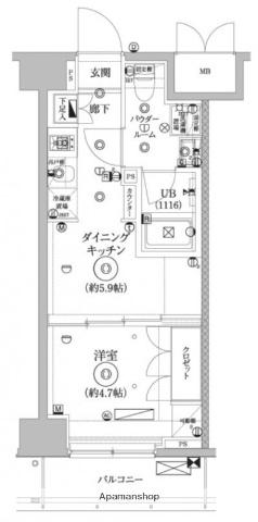 セジョリ墨田イーストⅢ(1DK/9階)の間取り写真