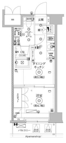 セジョリ墨田イーストⅢ(1DK/7階)の間取り写真