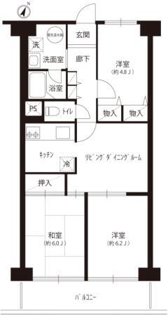 マンハイム西大島(3DK/5階)の間取り写真