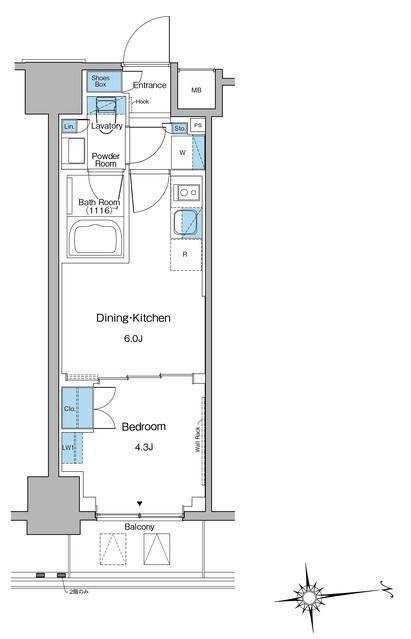 ルフォンプログレ上野マークス(1DK/5階)の間取り写真