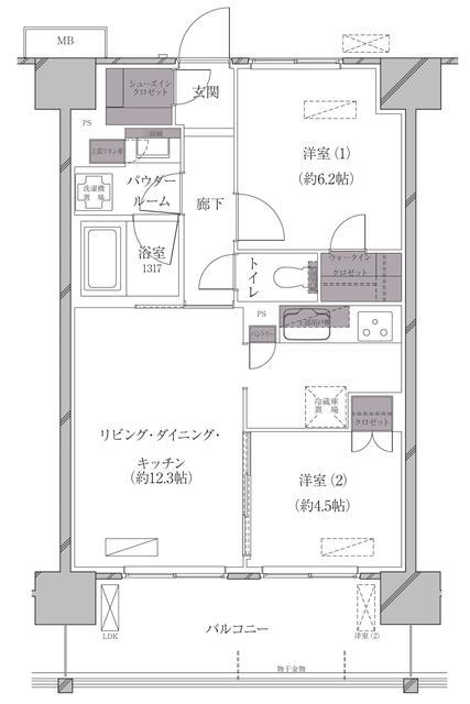 A-STANDARD芝浦(2LDK/10階)の間取り写真