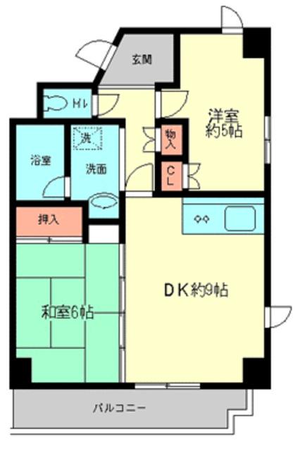 エコーピア(2DK/8階)の間取り写真