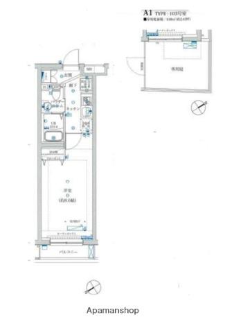 フェルクルールプレスト亀戸(1K/1階)の間取り写真