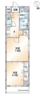 オーキッドレジデンス明石町(2K/4階)の間取り写真