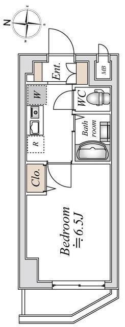 LASANTE浦安(1K/11階)の間取り写真