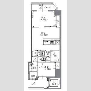 S-RESIDENCE菊川RIVIE(2LDK/5階)の間取り写真