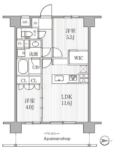 シーズンフラッツ木場(2LDK/5階)の間取り写真