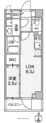 シーズンフラッツ押上テラス(1LDK/1階)の間取り写真