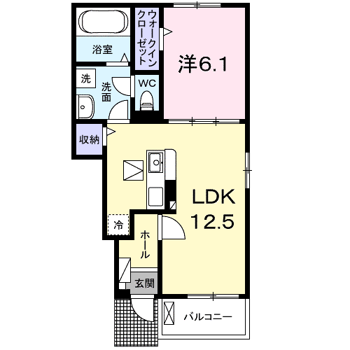 エストボヌール(1LDK/1階)の間取り写真