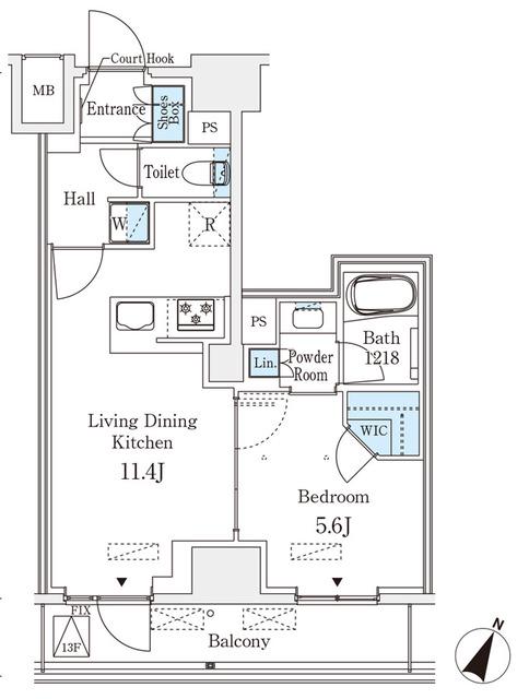 ベルファース神田神保町(1LDK/13階)の間取り写真