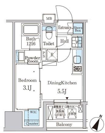パークアクシス神保町(1DK/13階)の間取り写真
