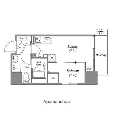 GRANPASEO森下(1DK/4階)の間取り写真